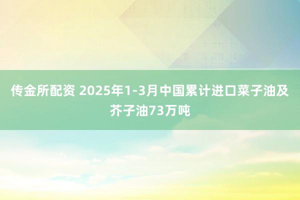 传金所配资 2025年1-3月中国累计进口菜子油及芥子油73万吨